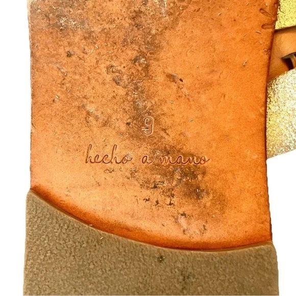 Beek Gold Leather Sandals Size 9 | Handmade Slide Sandals - Picture 11 of 11